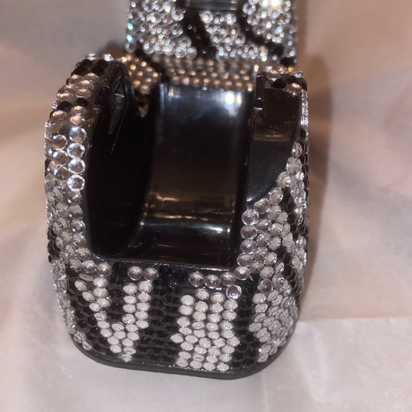 Zebra design rhinestone pencil holder, tape dispenser AND zebra print note pad - Picture 12 of 13